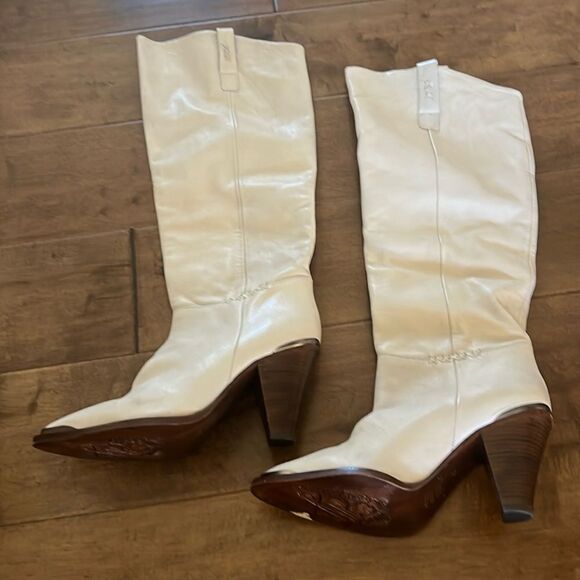 New Free People Stevie Boots Knee-High Tall White Leather EU 40 US 10 - Picture 4 of 8